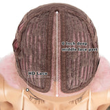 NOBLE Synthetic Lace Front Wig | 41 Inch Curly Wavy Lace Front Middle Part Wig HD Lace Wig | Light Pink Bohemian Wig - Noblehair