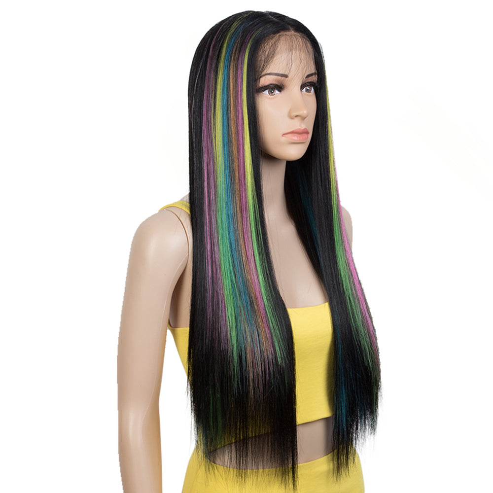 NOBLE 13*7 Synthetic Lace Frontal Wigs | 30 Inch Long Straight Lace Wig Ombre Color Wig | CHERYL - Noblehair