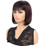 NOBLE Human Hair BOB Wigs with Bangs | Short bob Wigs for Black Women Colored Hair Wigs | ERIN Black Red Wig - Noblehair