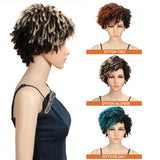 NOBLE Synthetic Afro Wigs For Black Women | 9.5 Inch Short Dreadlocks | Blue Highlight | RJO - Noblehair