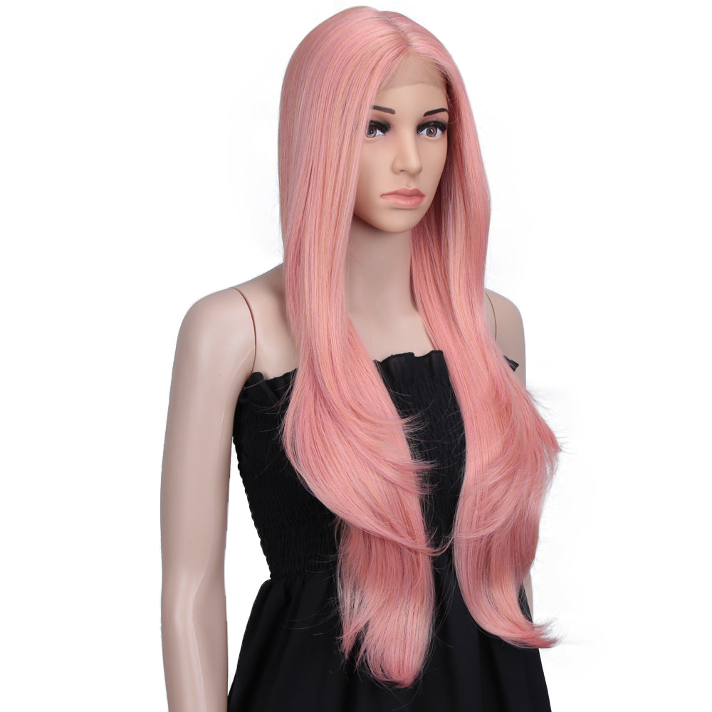 Long Wavy Middle Part Mahogany Lace Front Wigs - tastePINK007