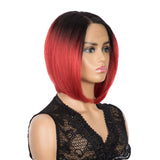 NOBLE Synthetic 4*4 Lace Frontal  Bob Wigs | Ombre Red Color Straight Bob Wig | JULIE - Noblehair