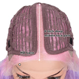 NOBLE Synthetic Lace Front Wig | 41 Inch Curly Wavy Lace Front Middle Part Wig HD Lace Wig | Rainbow Color Bohemian Wig - Noblehair