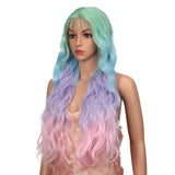 6*1 Inch Middle Lace 29 Inch long wave colorful wig | FREYAS