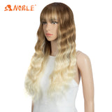 NOBLE Synthetic Long Wavy Wig with Bangs | 26 Inch Non Lace Loose wigs | Ombre Bright Blonde Color | CARLA - Noblehair