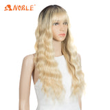 NOBLE Synthetic Long Wavy Wig with Bangs | 26 Inch Non Lace Loose wigs | Blonde Color | CARLA - Noblehair