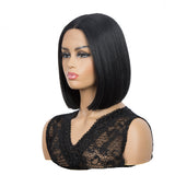 NOBLE Synthetic Lace Front BOB Wig |11 inch Middle Lace Part Wig | Natural Black Wig - Noblehair