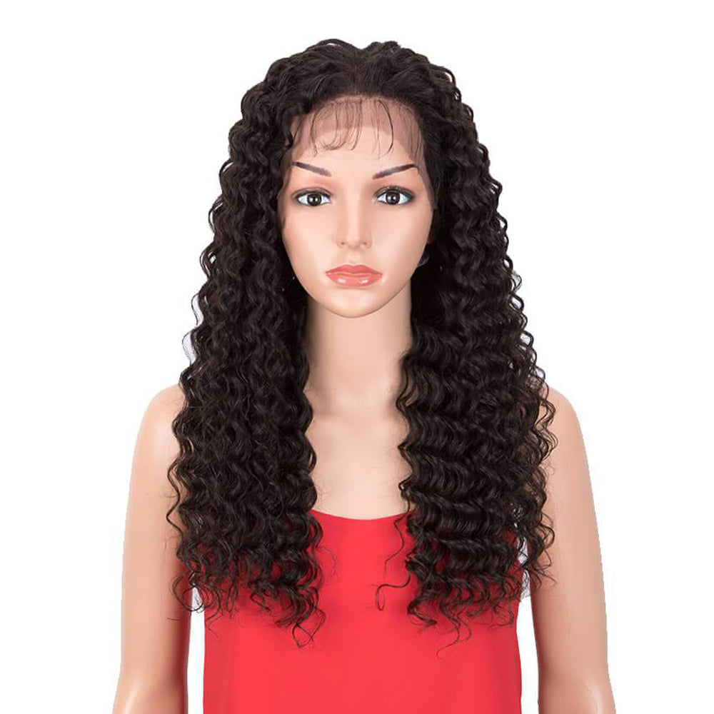QVR Virgin Hair 360 Lace Wigs Deep Wave Wig 10A
