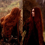 NOBLE FREYA Synthetic Lace Front Wigs |38 inch Long Wavy Wig Auburn Color Wig - Noblehair