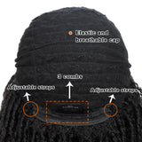 NOBLE Short Dreadlock Wig With Bangs | Free Part Afro Curly Braided Wigs | Synthetic Faux Locs Wig with Curly Ends - Noblehair
