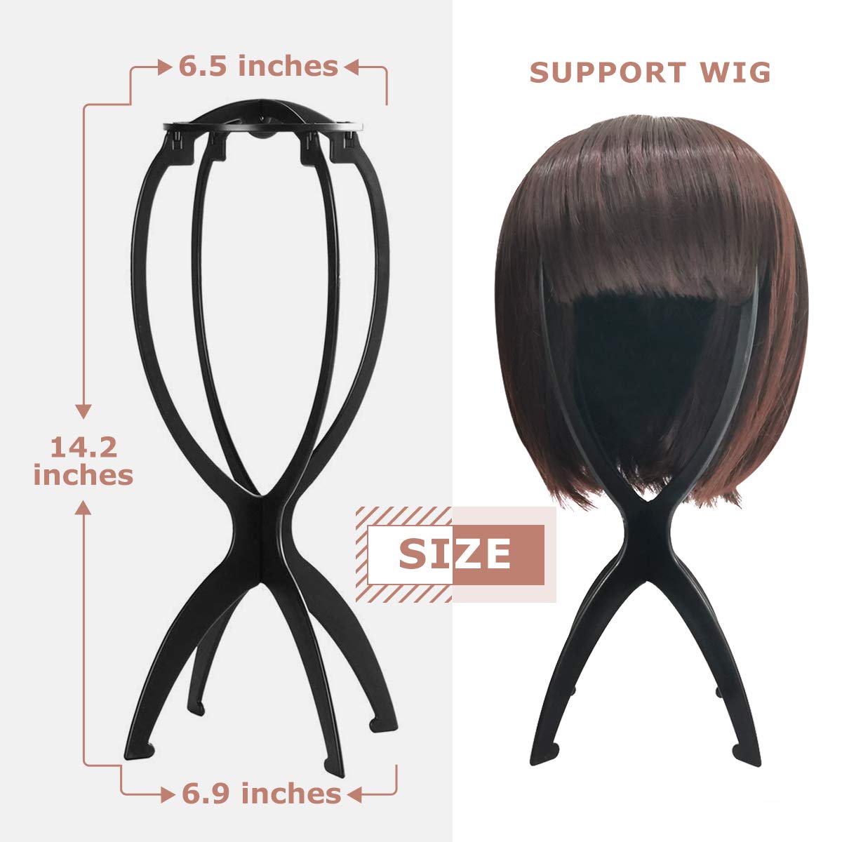 NOBLE wig stand | Plastic Wig Stand Folding Durable Hat Stand | Pack of 2 pieces black color - Noblehair