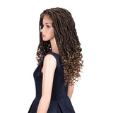NOBLE GODDESS Synthetic 4*4 Lace Frontal Faux Locs Braids Wigs With Bangs Baby Hair Pre-Plucked | 24 inch Goddess Locs Wig - Noblehair