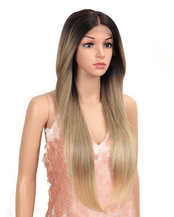 NOBLE Easy 360 Synthetic Lace Front Wig | 28 Inch Lace Frontal Long Straight | Ombre Blonde | Agatha - Noblehair
