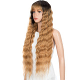 NOBLE Synthetic Long Wavy Wig with Bangs | 30 Inch Synthetic Curly Loose wigs | Brown Blonde | Craib - Noblehair