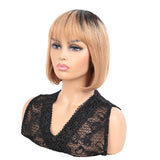 NOBLE Human Hair BOB Wigs with Bangs | Short bob Wigs for Black Women Colored Hair Wigs | ERIN Dark Blonde Wig - Noblehair