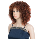 NOBLE Synthetic Afro Curly Wigs with Bangs | 12 Inch Short Kinky Curly Wig for Women | Changeable Shape Wig PINE - Noblehair