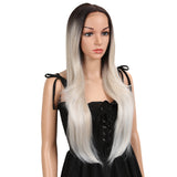 NOBLE Easy 360 Synthetic Lace Front Wig | 28 Inch Long Straight |Platinum | Agatha - Noblehair