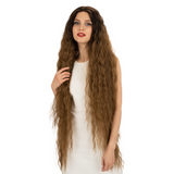 41 Inch Super Long Wavy Ash Blonde Synthetic Wig | NOBLE Bohemian Synthetic Lace Front Wigs