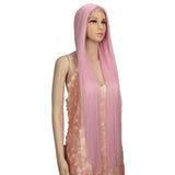 NOBLE Synthetic Lace Front Wigs |38 inch Super Long Straight Lace Wig Preplucked | PINK Wig - Noblehair