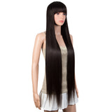 NOBLE X Real Hair Wig | X Real Long Straight Wigs With Bangs| 24-38 Inches Dark Brown Color - Noblehair