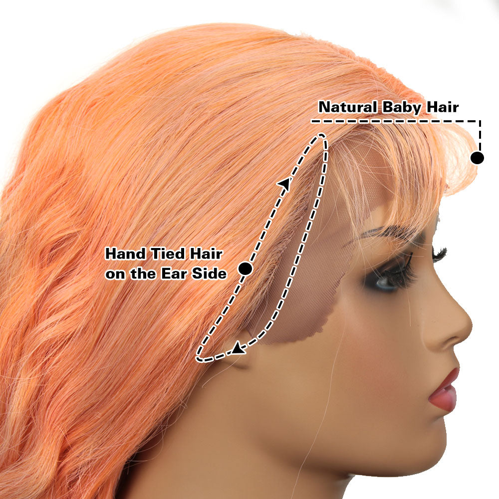 NOBLE Synthetic Long Curly Lace Front Wigs for Women|32 inch Deep Wave Wig| Orange| SOTO - Noblehair