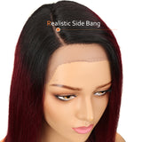 NOBLE Human Hair Lace Front Wig | 19 Inch Lob Straight Hair | Ombre Red | F Jennifer - Noblehair