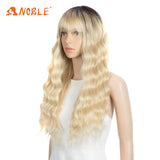 NOBLE Synthetic Long Wavy Wig with Bangs | 26 Inch Non Lace Loose wigs | Blonde Color | CARLA - Noblehair