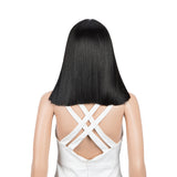 NOBLE Synthetic Behind Ear Dyed Hair Wig | 13 Inch Blunt Cut Bob Wigs with Bangs | Dyed Orange Color Behind Ear Avril - Noblehair