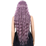 NOBLE Synthetic Long Wavy Wig with Bangs | 30 Inch Synthetic Curly Loose wigs | Ash Purple | Craib - Noblehair