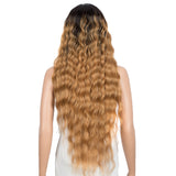 NOBLE Synthetic Long Wavy Wig with Bangs | 30 Inch Synthetic Curly Loose wigs | Brown Blonde | Craib - Noblehair