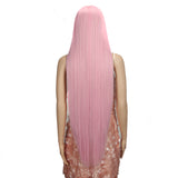 NOBLE Synthetic Lace Front Wigs |38 inch Super Long Straight Lace Wig Preplucked | PINK Wig - Noblehair