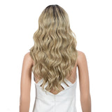 NOBLE Synthetic Long Wavy Lace front Wig with Bangs | 20 Inch Synthetic HD Lace wigs | Blonde | Chloe - Noblehair