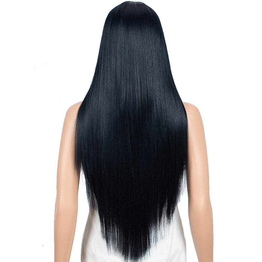 NOBLE Synthetic 4.5 Inch Middle Part Lace Front Wigs丨28 Inch long straight Blue Black Wig| Allure - Noblehair