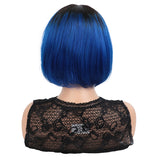 NOBLE Human Hair BOB Wigs with Bangs | Short bob Wigs for Black Women Colored Hair Wigs | ERIN Blue Wig - Noblehair