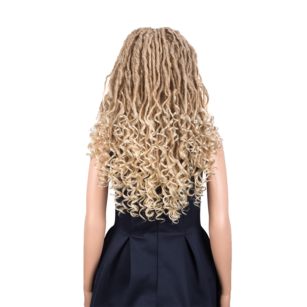 NOBLE GODDESS Synthetic 4*4 Lace Frontal Faux Locs Braids Wig | 24 inch Goddess Locs Wig | Blonde - Noblehair