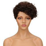 NOBLE Human Hair Wig | 10 Inch Short Curly Pixie | Single Color | Amna - Noblehair