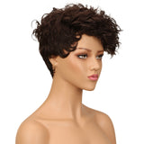 NOBLE Human Hair Wig | 10 Inch Short Curly Pixie | Single Color | Amna - Noblehair