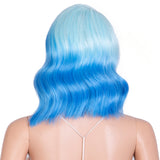 14.5 Inch Short Wavy 5 Inch Side Part Bob Ombre Blue | Shelia