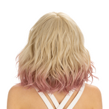 NOBLE Synthetic Non Lace Wig | Natural Wave 12 inches Short Curly BOB Hair Wigs | Ombre White Purple Wig GEMMA - Noblehair