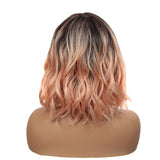 NOBLE Synthetic Non Lace Wig|Natural Wave 12 inches Short Curly BOB Hair Wigs|Rose Pink Wig GEMMA - Noblehair