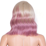 14.5 Inch Short Wavy 5 Inch Side Part Bob Ombre Blue | Shelia