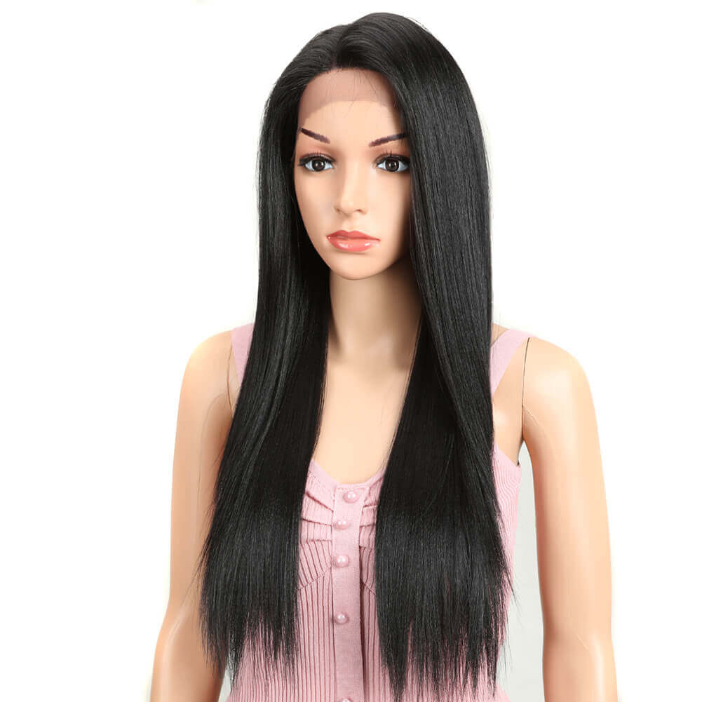 NOBLE Quinn 4*4 Synthetic Lace Frontal Wigs丨27 Inch Long Straight Wig like human hair丨1B - Noblehair