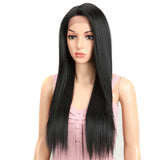 NOBLE Quinn 4*4 Synthetic Lace Frontal Wigs丨27 Inch Long Straight Wig like human hair丨1B - Noblehair