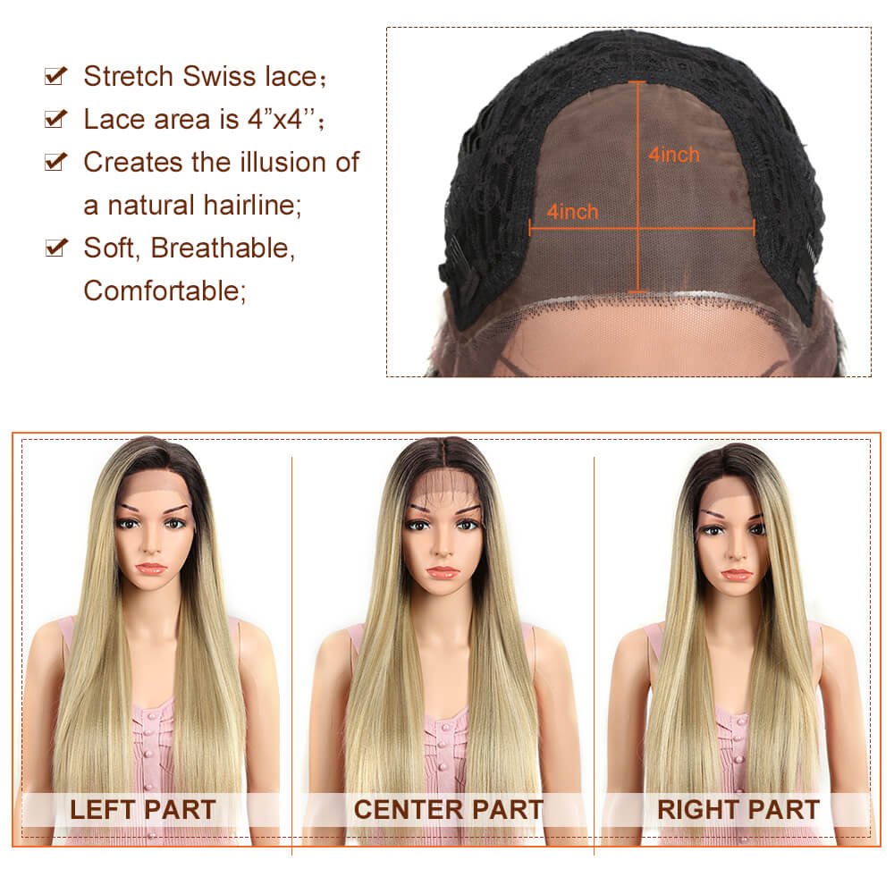 NOBLE Quinn 4*4 Synthetic Lace Wigs丨27 Inch Long Straight Wig like human hair丨Honey Blonde - Noblehair