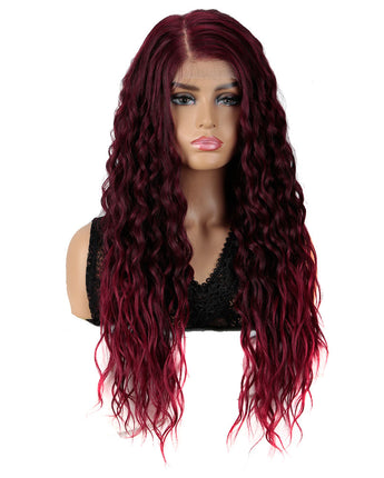 NOBLE Easy 360 Synthetic HD Lace Frontal Wigs | 28 Inch Long Curly Dark Red Wig | Sophisticate - Noblehair