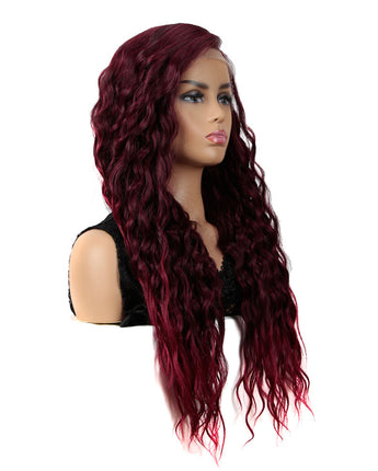 NOBLE Easy 360 Synthetic HD Lace Frontal Wigs | 28 Inch Long Curly Dark Red Wig | Sophisticate - Noblehair