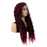 NOBLE Easy 360 Synthetic HD Lace Frontal Wigs | 28 Inch Long Curly Dark Red Wig | Sophisticate - Noblehair