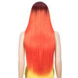 NOBLE Synthetic Lace front Middle Part Wig | 30 Inch long straight Wig | Ombre Red Wig HEADLINE - Noblehair