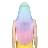 NOBLE Synthetic Lace front Middle Part Wig | 30 Inch long straight Wig | Green Rainbow Wig HEADLINE - Noblehair