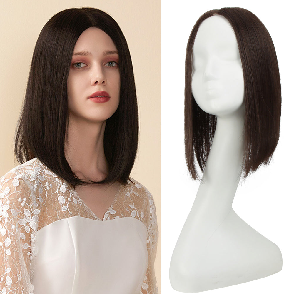 NOBLE Synthetic Clip in Hair Topper | Silica gel Lace Top Hair Pieces|#6 Hair Toupee - Noblehair
